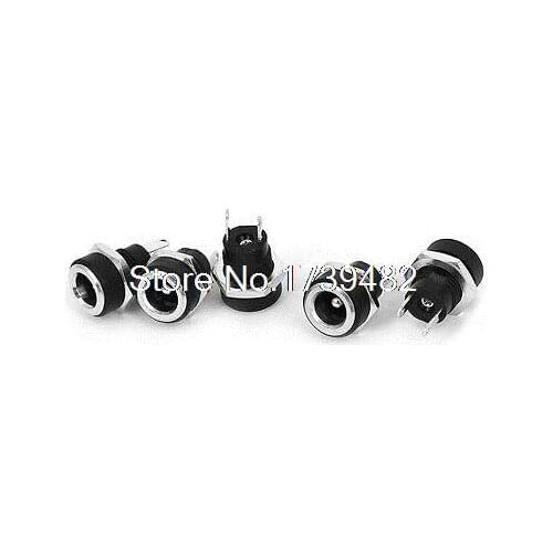 5 Pcs 2 Terminal Female 2.1mmx5.5mm DC Power Jack Socket Audio Connector