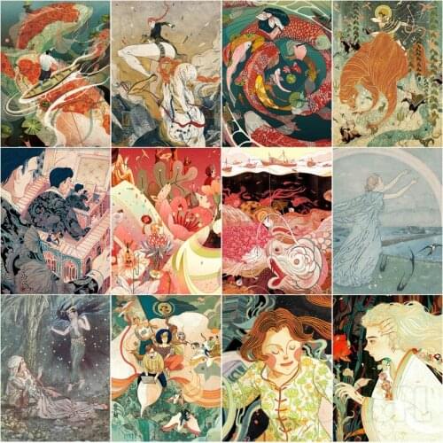 5D Diamond Painting Decor Japanese Cartoon Style Character In Kimono Blond Male Fairy Western Mythology Elf Bedroom Decor Poster