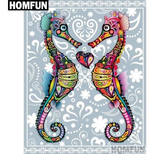 HOMFUN Full Square/Round Drill 5D DIY Diamond Painting "Color Sea Horse" Embroidery Cross Stitch 5D Home Decor Gift A04140