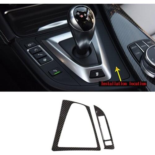 Real Carbon Fiber Car Styling for BMW M3 M4 F80 F82 F83 14-19 Car Gear Shift Frame Panel Trim LHD 6 buttons Accessories 2 Style