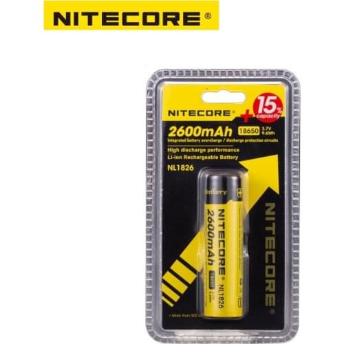 Free shipping Nitecore NL1826 2600mAh 18650 3.7V Rechargeable Li-ion battery (NL186)