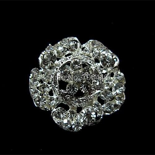 Sparkly Silver Full Rhinestone Diamante Rose Flower Brooch Party Prom Pins