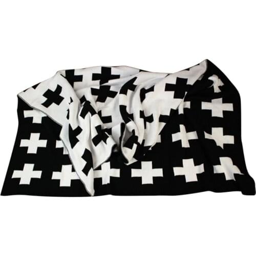 Baby Blanket Black White Cute Bedding Stroller Blanket Bath Towels knit baby blanket