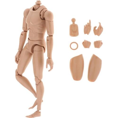 1:6 Scale Joint Narrow Shoulder Male Figure Body with Hand & Thigh Moveable Muscles for HT DAM Action Figures DIY