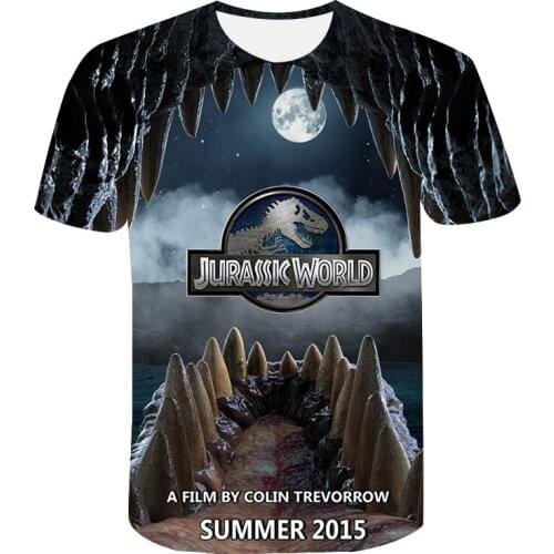 Summer Short Sleeve 2021 Jurassic World Fallen Kingdom Cool Dinosaur Head 3D Printed T-shirt Mens Womens T-shirt Top Dress