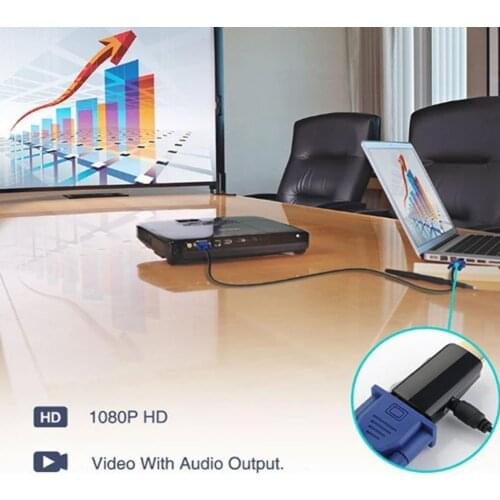 HDMI Compatible Male To VGA Female Adapter Audio Cable Converter FHD For PC Laptop TV Box Computer Display Projector