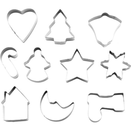 Baking Tools Boots Stars House Shape Christmas Silver Stainless Steel Cookie Cutter Biscuit Mold New Year Dessert Tool 1set