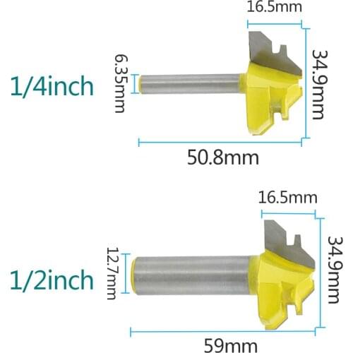 Lock Miter Router Bits 45 Degree 1/4 1/2" Shank Drill Bit Tenon Cutter Milling Cutters Woodworking Joint CNC Tools