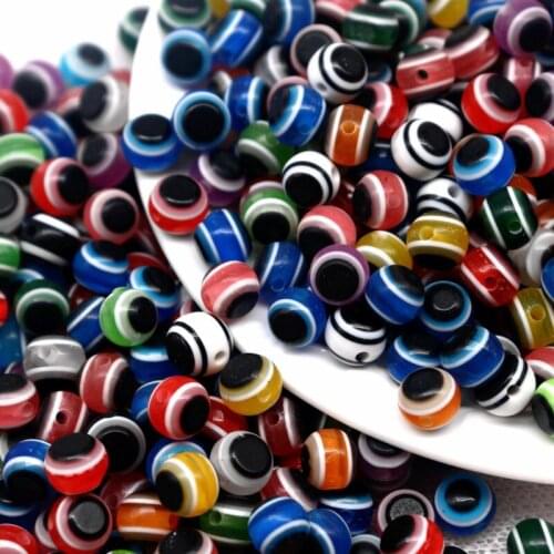 Colorful Acryl Round Evil Eye Beads 8mm 10mm Resin Loose Spacer Beads for Jewelry Making DIY Bracelet Necklace Charms
