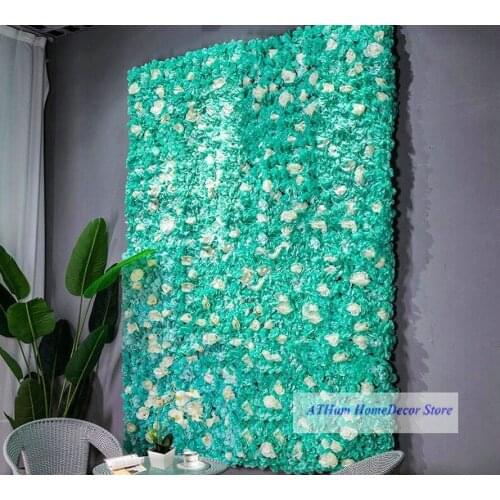 Champagne Rose Bright Green Silk Flower Board Artificial Flower Green Leaf 3D Wall Wedding Photo Background Party Home Wall