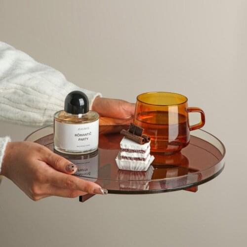 Nordic Ins Round Tea Tray Storage Art Decoration Furnishings Creative Glass Crafts Modern Popular Design Home Decoration