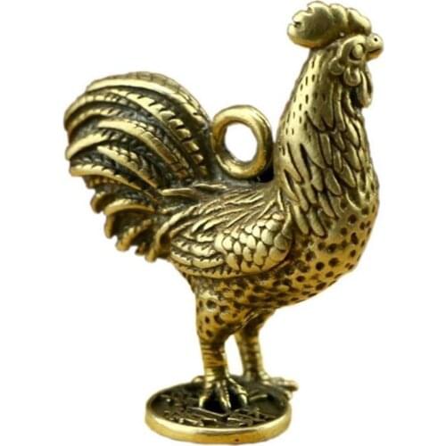 3D Brass Cock Casting Statue Mini Animal Metal Figurine Home Decor Desktop Crafts Sculpture Landscaping Decoration Gifts