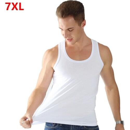 Summer new mens plus size 7XL Tank Tops cotton quality camisole skin-friendly cotton base casual vest