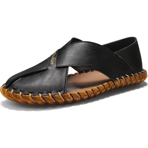 2020 New Men Sandals Slippers Genuine Leather Cowhide Male Summer Shoes Outdoor Casual Sandals Beach Shoes
