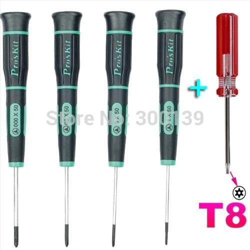 Brand Proskit 4Pcs TRI-wing Screwdriver Set for Game Boy DS lite+1pc Torx T8 Security Screwdriver for Xbox 360 Controller & PS3