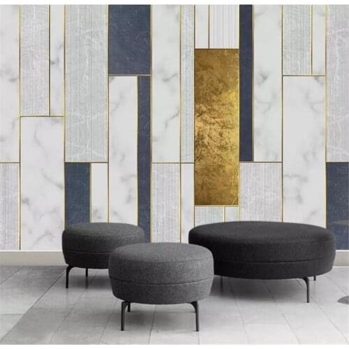 Mural papel de parede 3D Custom wallpaper Modern minimalistic geometric gold lines mosaic pattern TV background wall