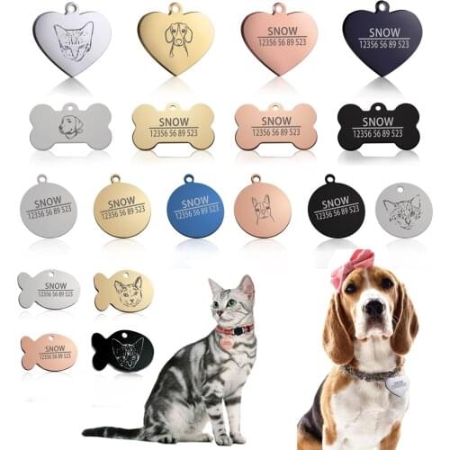New 1pcs cat dog ID tag Free engraving dog Collar pet Charm Pet name pendant Bone Necklace Collar Puppy cat collar accessory