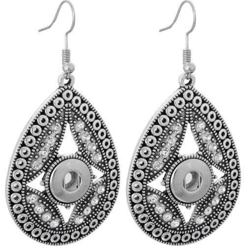 New Vintage Snap Button Earrings Fit 12mm Snap Buttons Jewelry Rhinestone Mini Button Drop Earrings for Women Girls