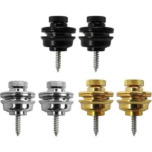 NEW 2pcs Flat Head Skidproof Guitar Strap Lock Straplocks Button Guitar Accessories Parts, Black/Chrome/Gold Available