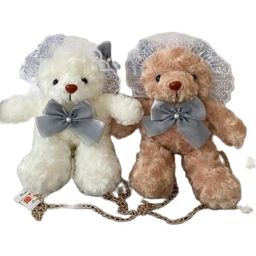 Wholesale 6pcs/lot New 30cm Korean style plush Bag Cute Animal Bear Stuffed Plush Toys Backpack