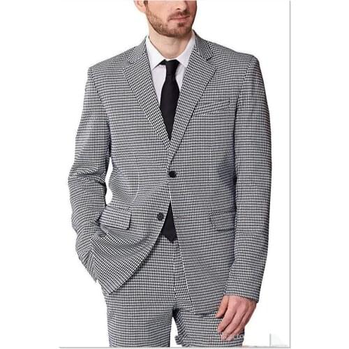 Jacket+Pants) Two Buttons Notch Lapel 2 Piece Groom Tuexdos For Wedding Formal Prom Suit Party Evening Blazer Custom Made