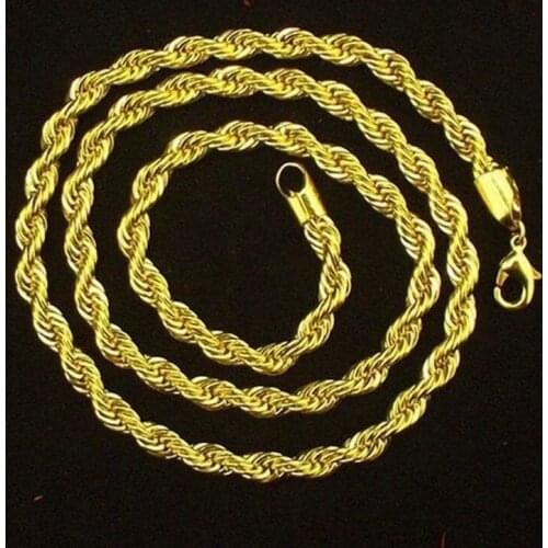 All-match Jewelry Yellow Gold Filled Mens Necklace Rope Chain 21" 4mm