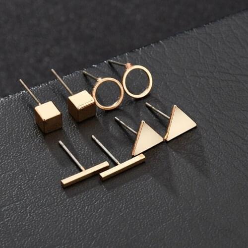 YADA Trendy Square&Triangle Stud Earrings For Girls Small Cute Crystal Statement Earring Jewelry Geometric Earrings ER200161