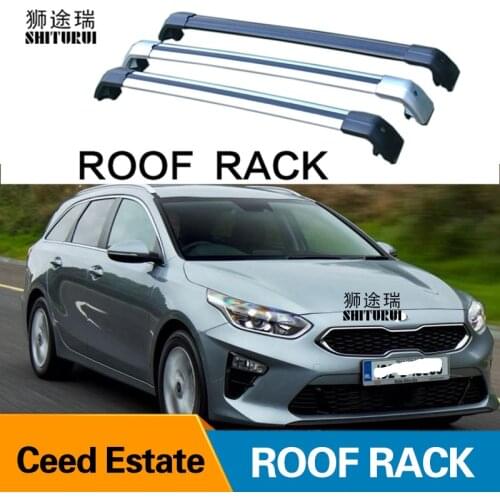 SHITURUI 2Pcs Roof Bars for Kia Ceed Sportswagon Ceed SW Estate 2018 2019 Aluminum Alloy Side Bars Cross Rails Roof Rack Luggage