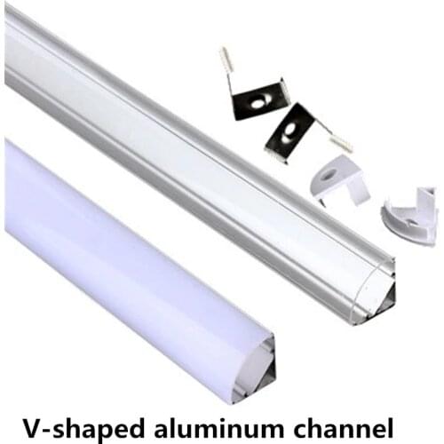 1-30pcs / lot 0.5m / pcs 45 degree angle aluminum profile for 5050 3528 5630 Milky white LED strips / channel transparent cover