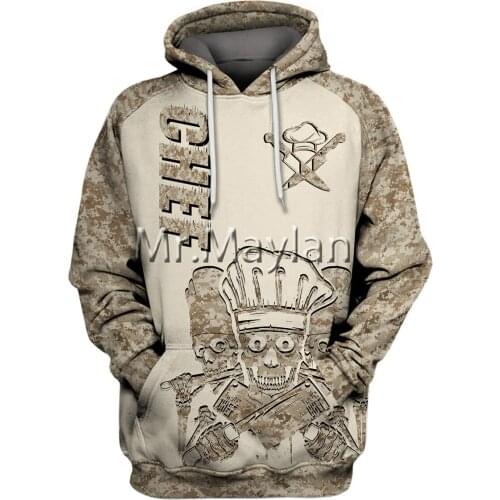 Cosplay 3D Full Printing Chef Hoodies Men/women Hipster Streetwear Outfit Spring Boys Hiphop Hood Sweatshirts Tops KJ112