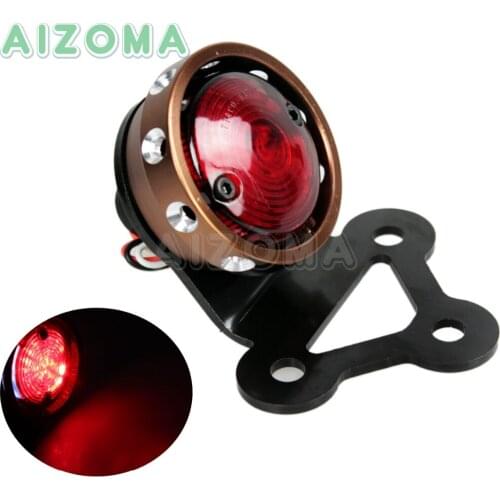 Cafe Racer Universal LED Brake Taillight Motorcycle Retro Drilled License Plate Stop Light Bracket For Harley Sportster Scramble