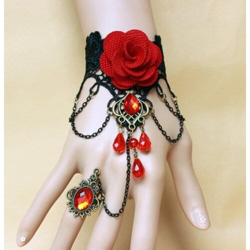 Vintage Steampunk Gloves Wrist Cuff Gear Retro Black Halloween Victorian Bracelet Costume Fairy Tail Superhero Lace Handwear