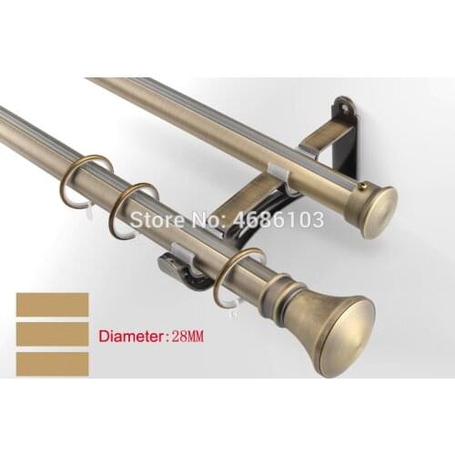 Bronze color Stainless steel curtain rod Diameter 28mm single curtain rods and accessories for Bedroom/study room/living room