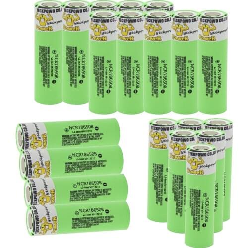 YECKPOWO 18650 charger USB NCR18650B 3400mah 3.7V 18650 LI-ION battery lithium high power source solutions flat top rechargeabl