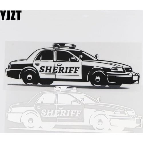 YJZT 22×7.1CM SHERIFF Vinyl Decal Fashion Creative Decoration Car Sticker Black/Silver 4C-0499