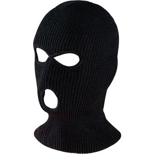 Women Men 3-Hole Knitted Full Face Cover Winter Warm Cycling Neon Solid Color Mask Hat Halloween Party Cosplay Cap Knitted Hat