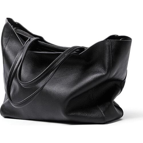 Cowhide Top Large Capacity Womens Bag 2021 New Fashion Leather One-shoulder Tote Bag Go With Bag