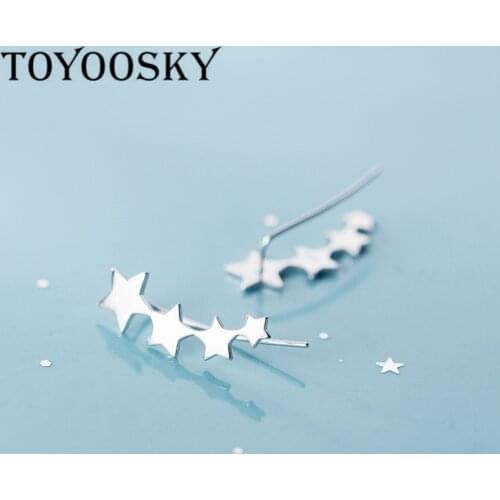 Stars Long Stud Earrings Sterling Silver 925 Women Wedding Statement Jewelry Ear Studs for Engeagment