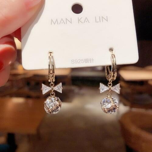 South Korea East Gate women net red temperament purple zircon bow temperament fashion joker C ear ring earrings female