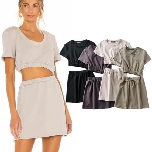 European and American style womens elastic waist hollow short sleeve small round neck stitching dress dltz231 in spring 2021