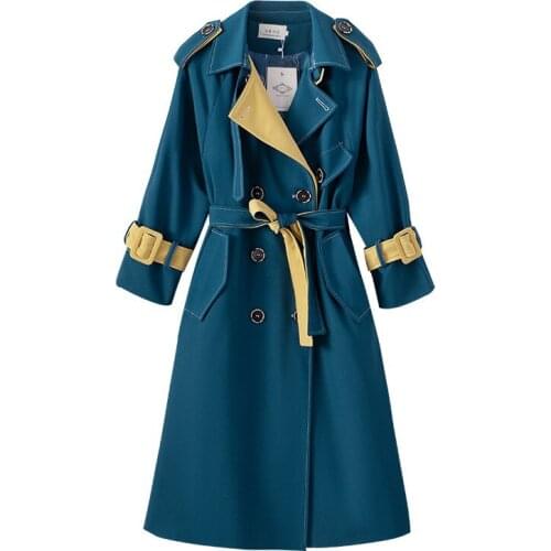 2020 NEW Spring Autumn Fashion Long Trench Coats For Women Casual Double breasted Windbreaker Outerwear With Belt b673