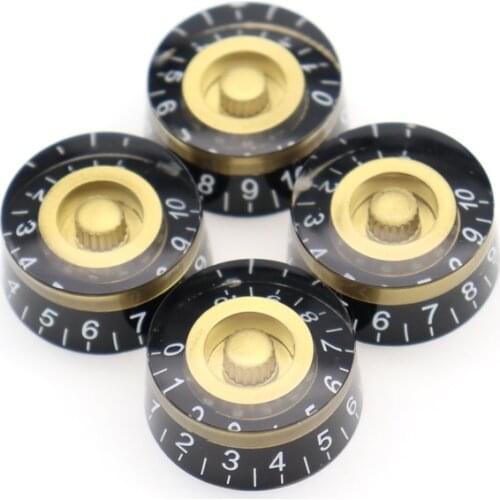 4Pcs Guitar volume Knobs Speed Volume Tone Pedal Control Knobs for Epiphone Les Paul Electric Guitar bass Black