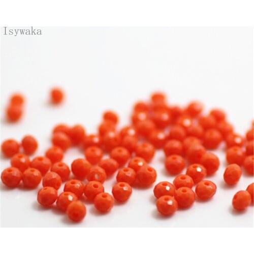Isywaka Coral Red Colors 3x4mm 145pcs Rondelle Austria faceted Crystal Glass Beads Loose Spacer Round Beads Jewelry Making