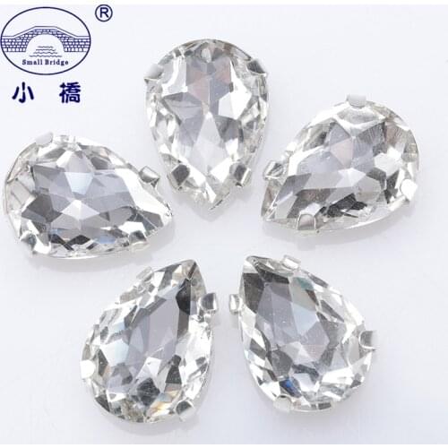 Glitter Flatback Crystal Sewing Beads Loose Diy Dress Stones With Claw Glass Water Droplets Beads For Needlework 10PCS S066