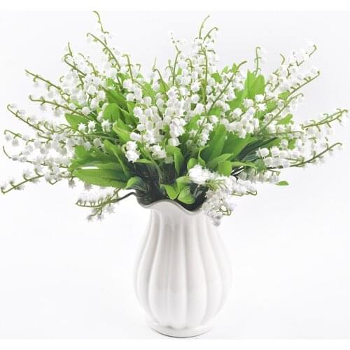37cm Lily of the Valley Artificial Flower Bouquet Home Decoration A White Flower Romantic Country Wedding Party Desktop Decor