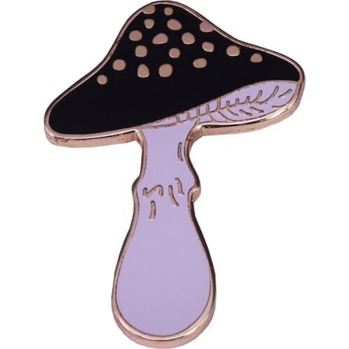 Black Mushroom Brooch Cute Toadstool Fungi Badge Nature Lovers Great Addition