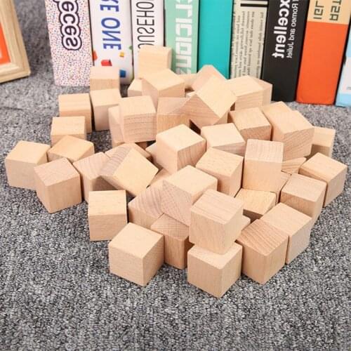 Wooden Cubes Natural Unfinished Craft Wood Blocks for Baby Shower Pack of 20 634F