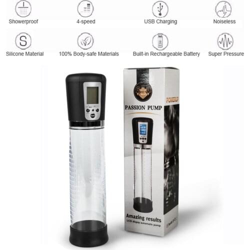 Electronic Penis Pump Male Vacuum Penis Enlargement Extender Automatic Pump Suction Men Adult Sex Toys LCD Display USB