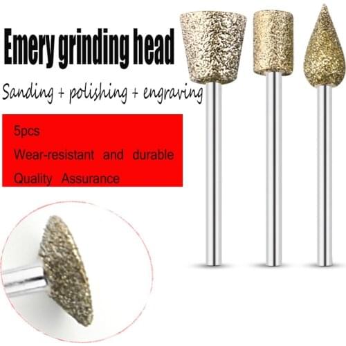 Carborundum Emery Electric Grinding Head 3mm Jade Peeling Carving Mirror Polishing Coarse Sand T Type Abrasive Tools