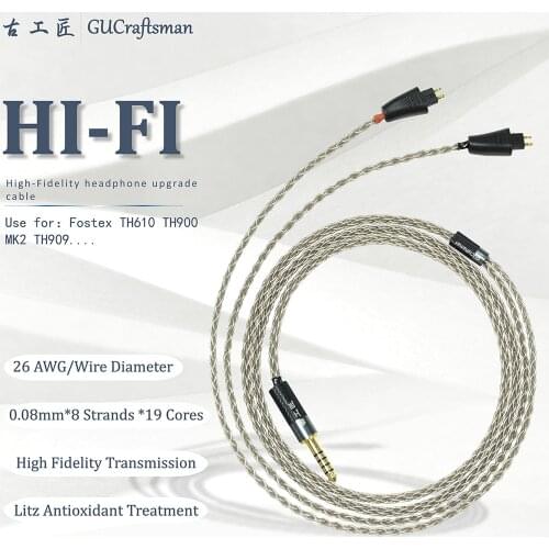 GUCraftsman 6N silver TH610 TH900 MK2 TH909 2.5/4.4/XLR Balance Headphone upgrade cable